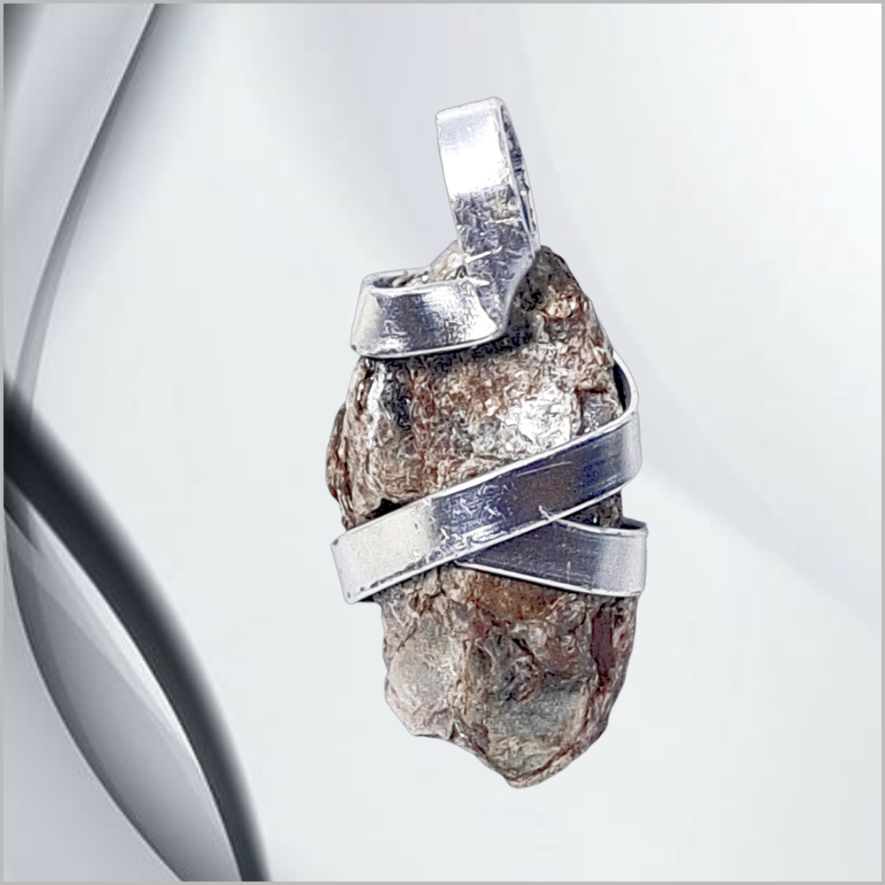Unique Silver Wrapped Natural Stone Pendant
